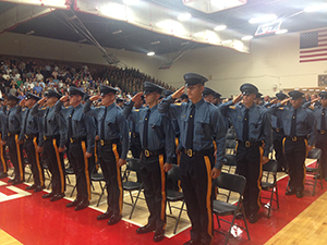 Recruits saluting